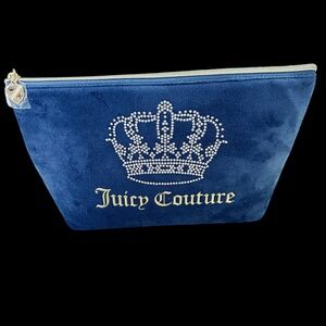 Juicy couture cosmetic bag blue and gold with bling dogs NWT